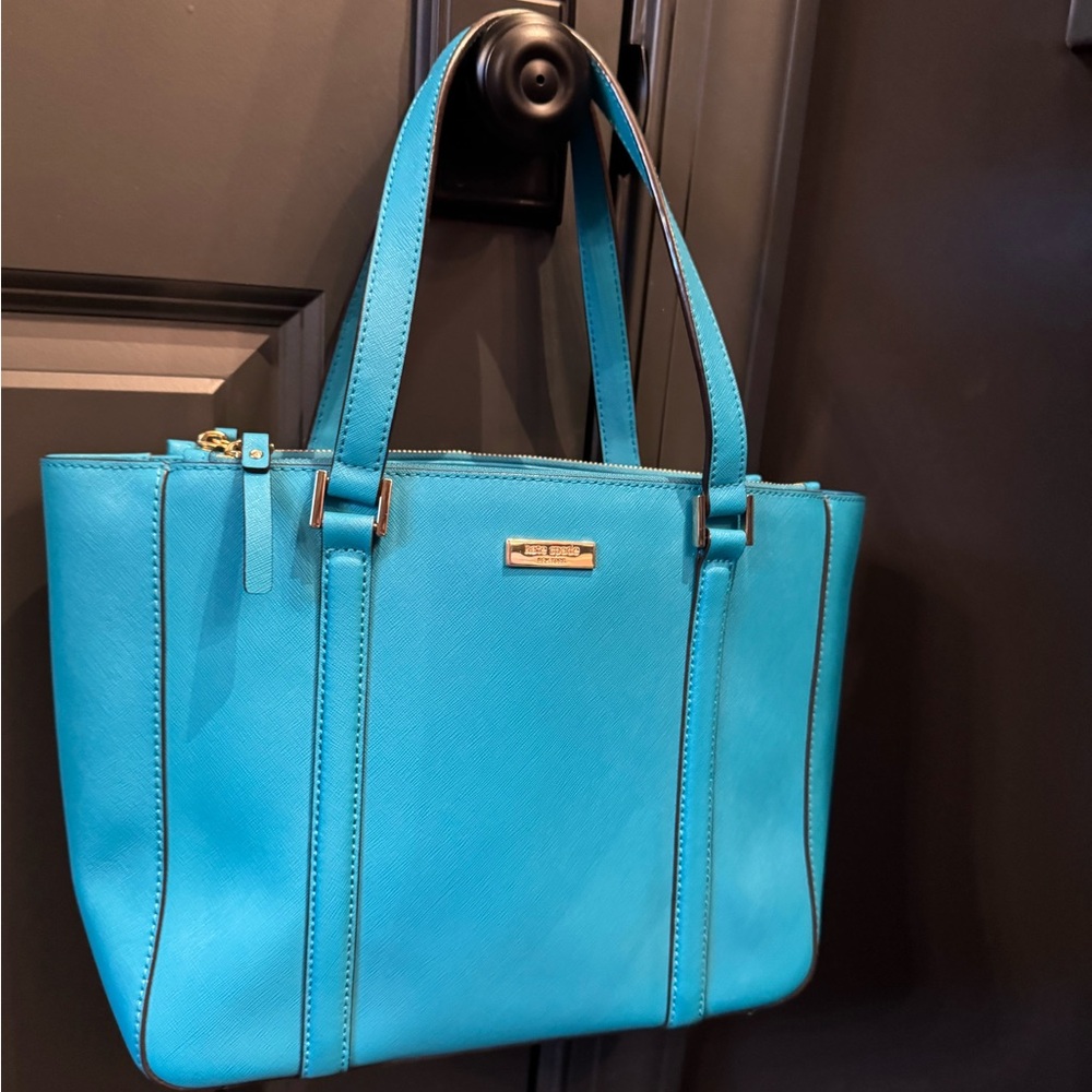 kate spade Bright Turquoise Saffiano Leather Tote